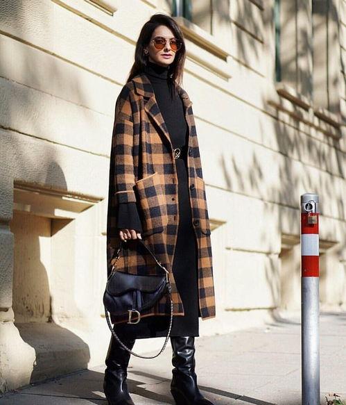 格子大衣搭配图片,演绎经典与潮流的完美融合